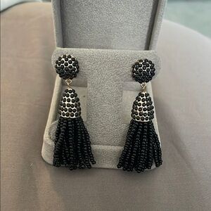 Bauble Bar Black Beaded Tassel Earrings
